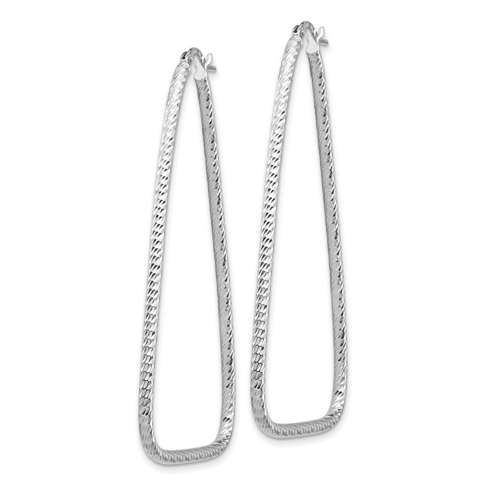 14K Weißgold Poliert & Diamantiert Doppelt Dreieck Creolen