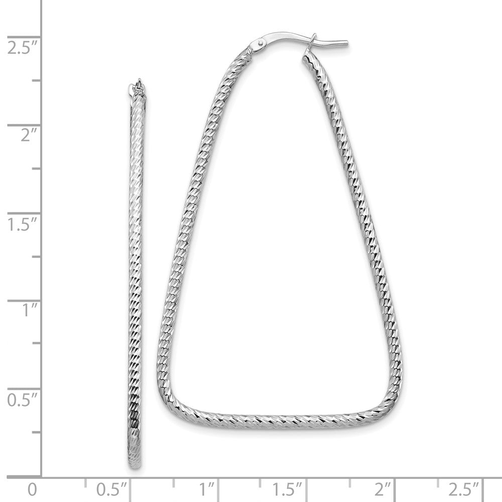 14K Weißgold Poliert & Diamantiert Doppelt Dreieck Creolen