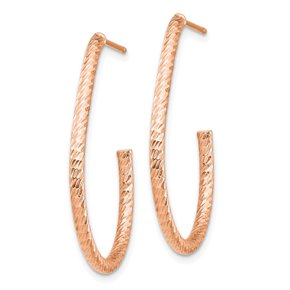 14K Roségold Poliert Diamantiert Stecker Ohrhänger