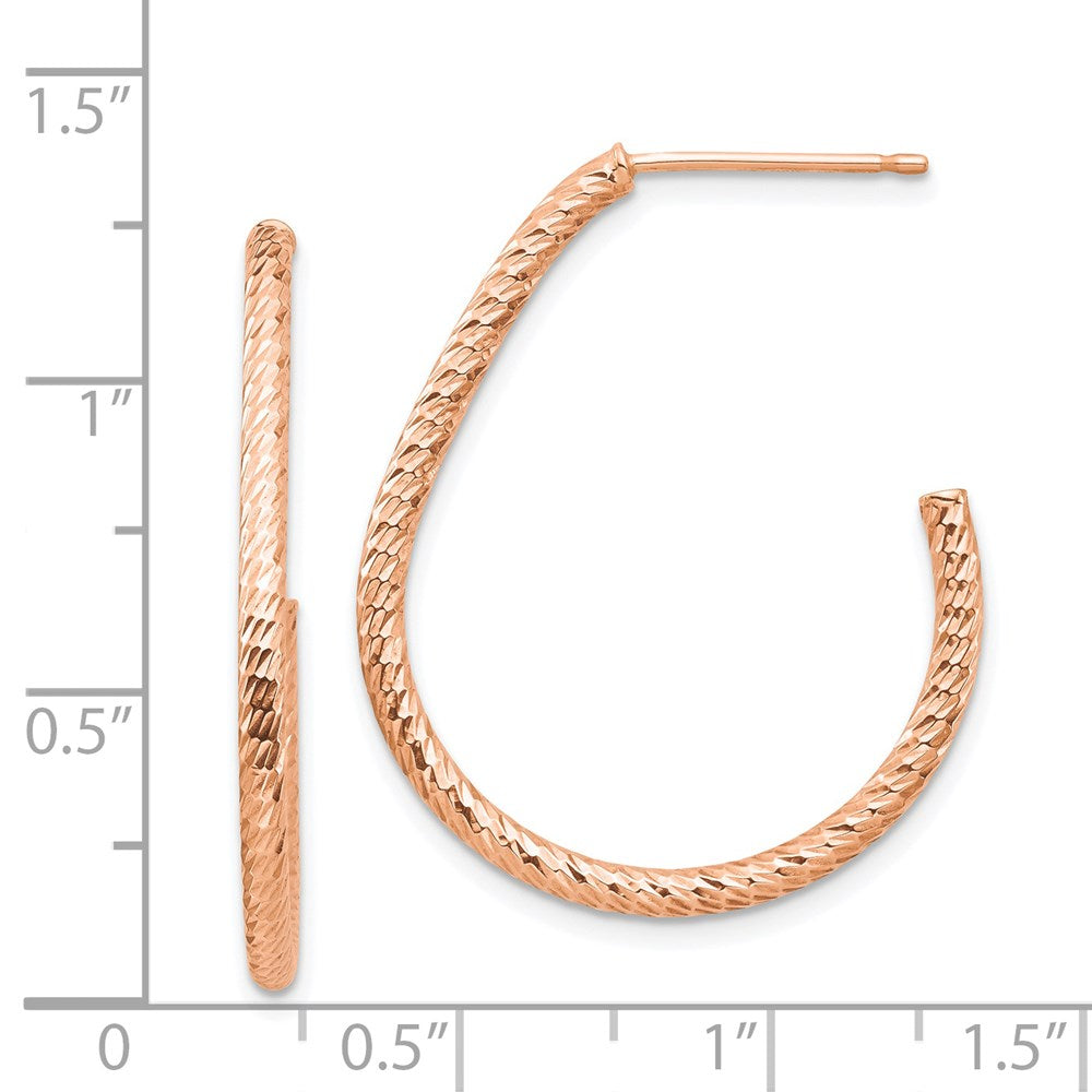 14K Roségold Poliert Diamantiert Stecker Ohrhänger