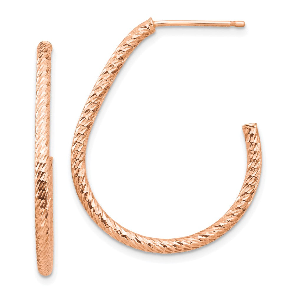 14K Roségold Poliert Diamantiert Stecker Ohrhänger