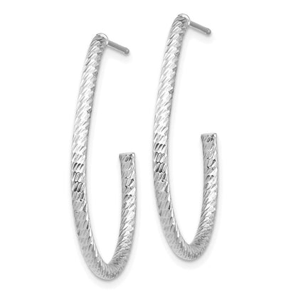 14K Weißgold Poliert Diamantiert Stecker Ohrhänger