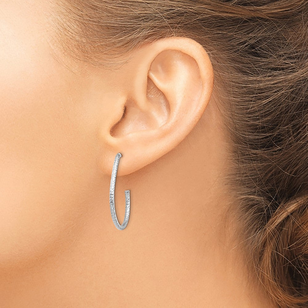 14K Weißgold Poliert Diamantiert Stecker Ohrhänger