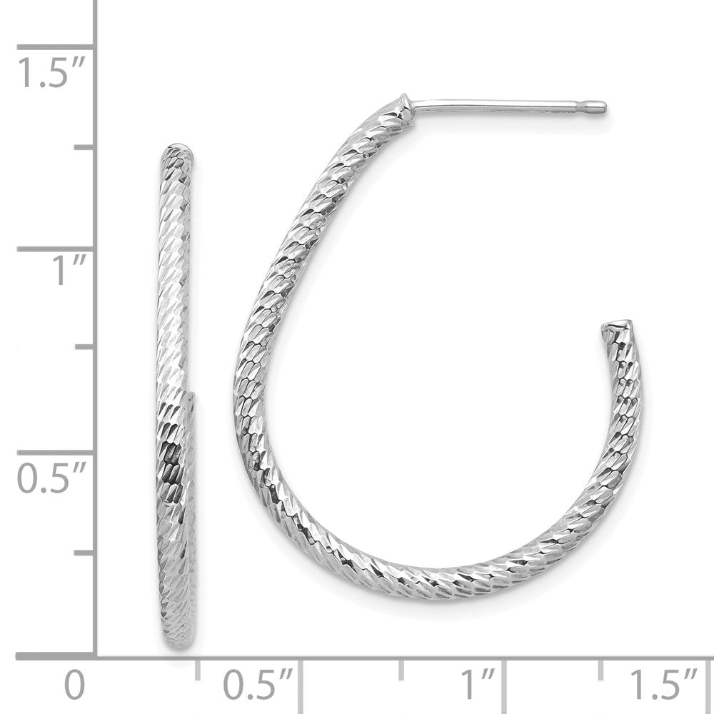 14K Weißgold Poliert Diamantiert Stecker Ohrhänger