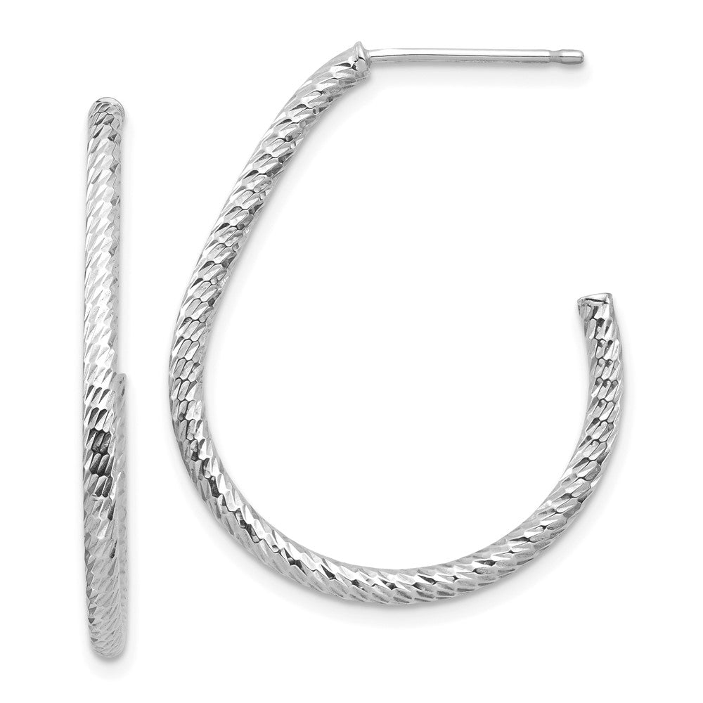 14K Weißgold Poliert Diamantiert Stecker Ohrhänger