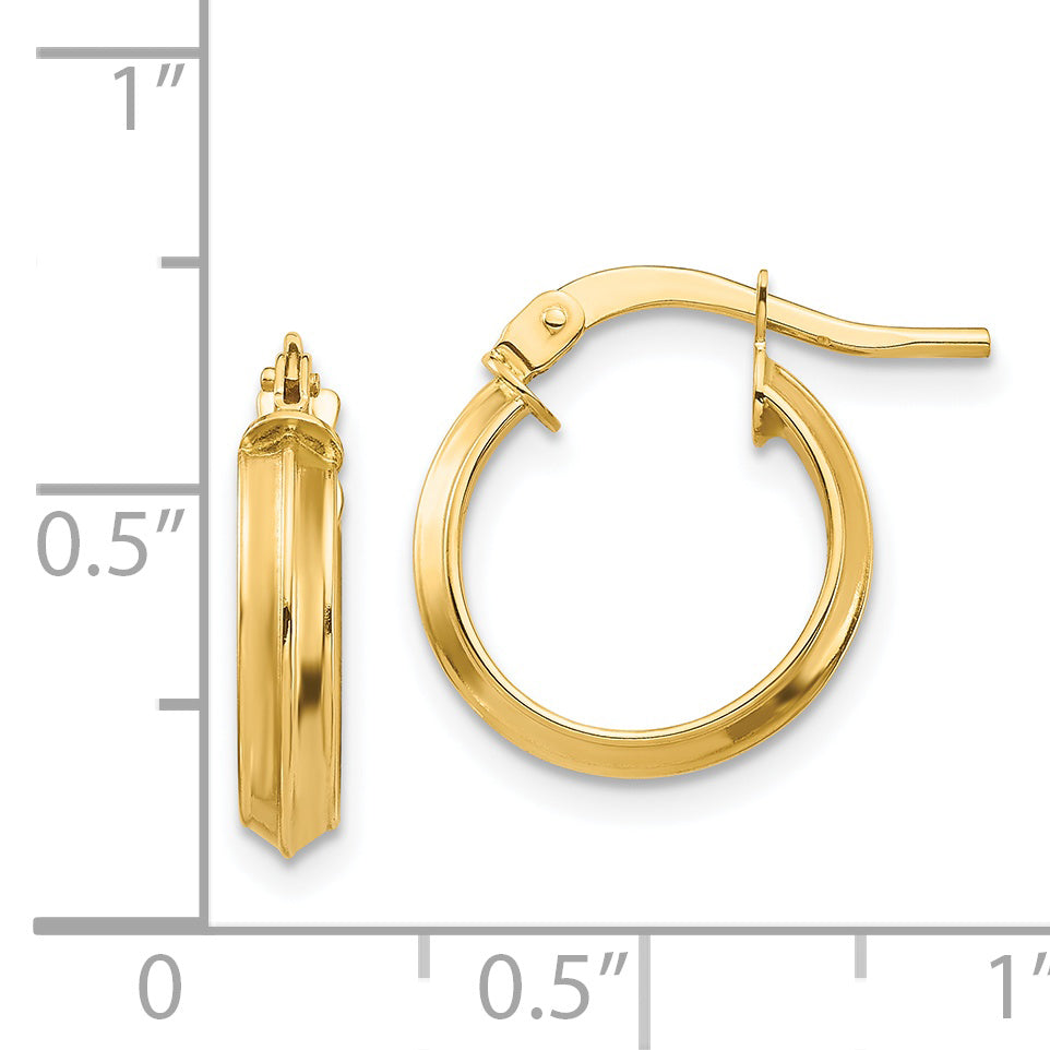 14K Gelbgold Poliert Klein 3mm Creolen