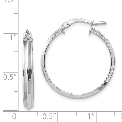 14K Weißgold Poliert Groß 3mm Creolen