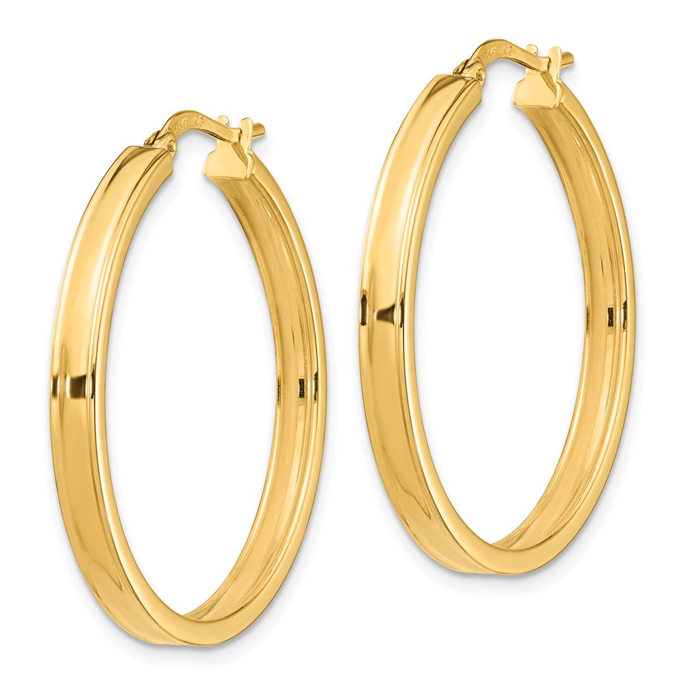 14K Gelbgold Poliert 3mm Quadratisch Röhre Creolen