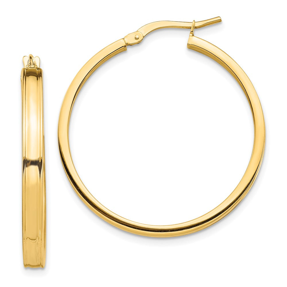 14K Gelbgold Poliert 3mm Quadratisch Röhre Creolen