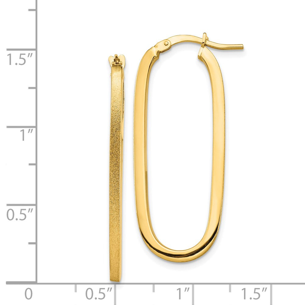 14K Gelbgold Poliert & Satiniert 2mm Oval Creolen