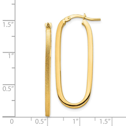 14K Gelbgold Poliert & Satiniert 2mm Oval Creolen