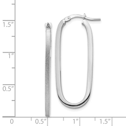 14K Weißgold Poliert & Satiniert 2mm Oval Creolen