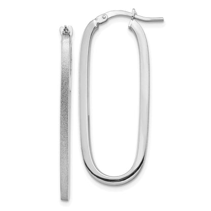 14K Weißgold Poliert & Satiniert 2mm Oval Creolen