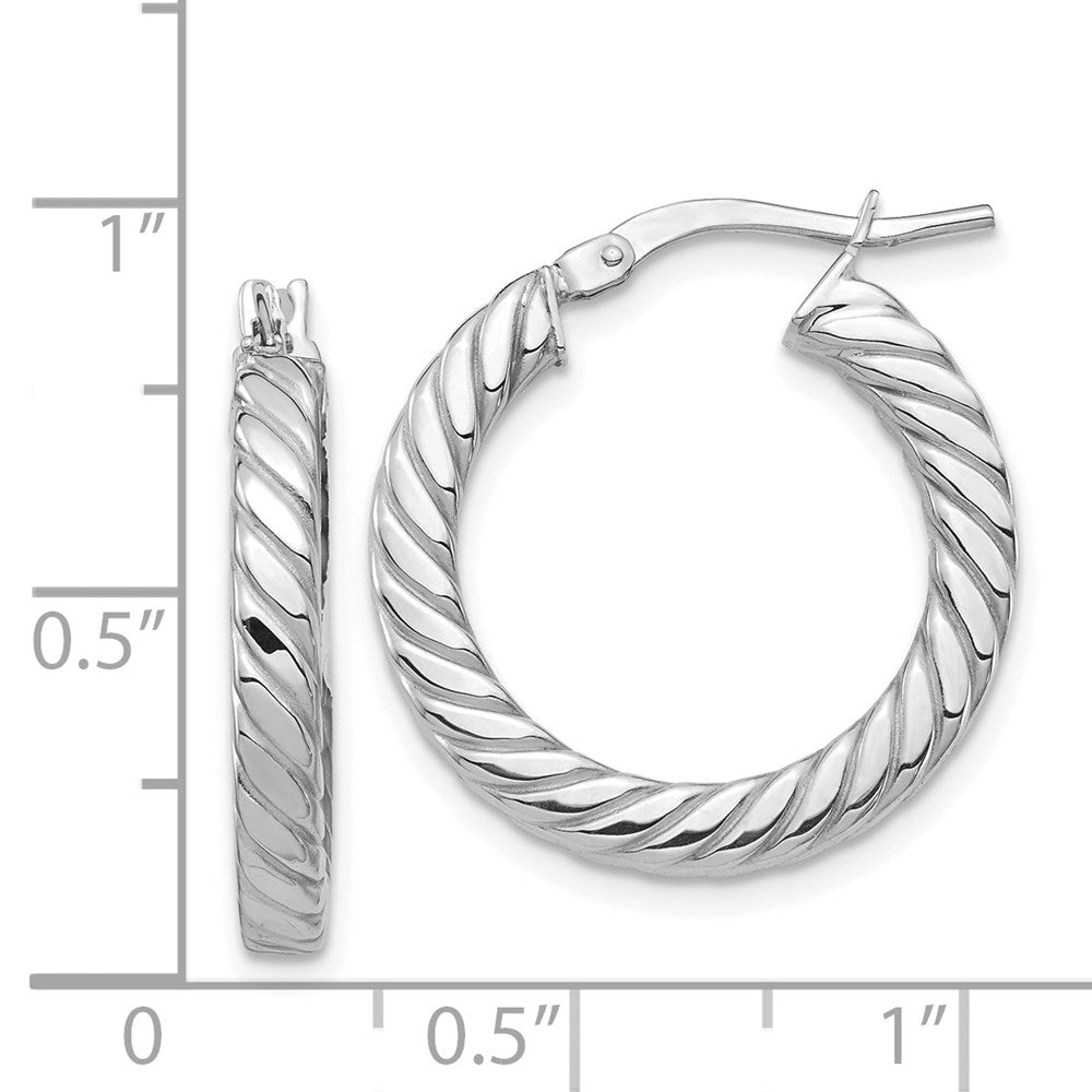 14K Weißgold Poliert Gedreht 3mm Creolen