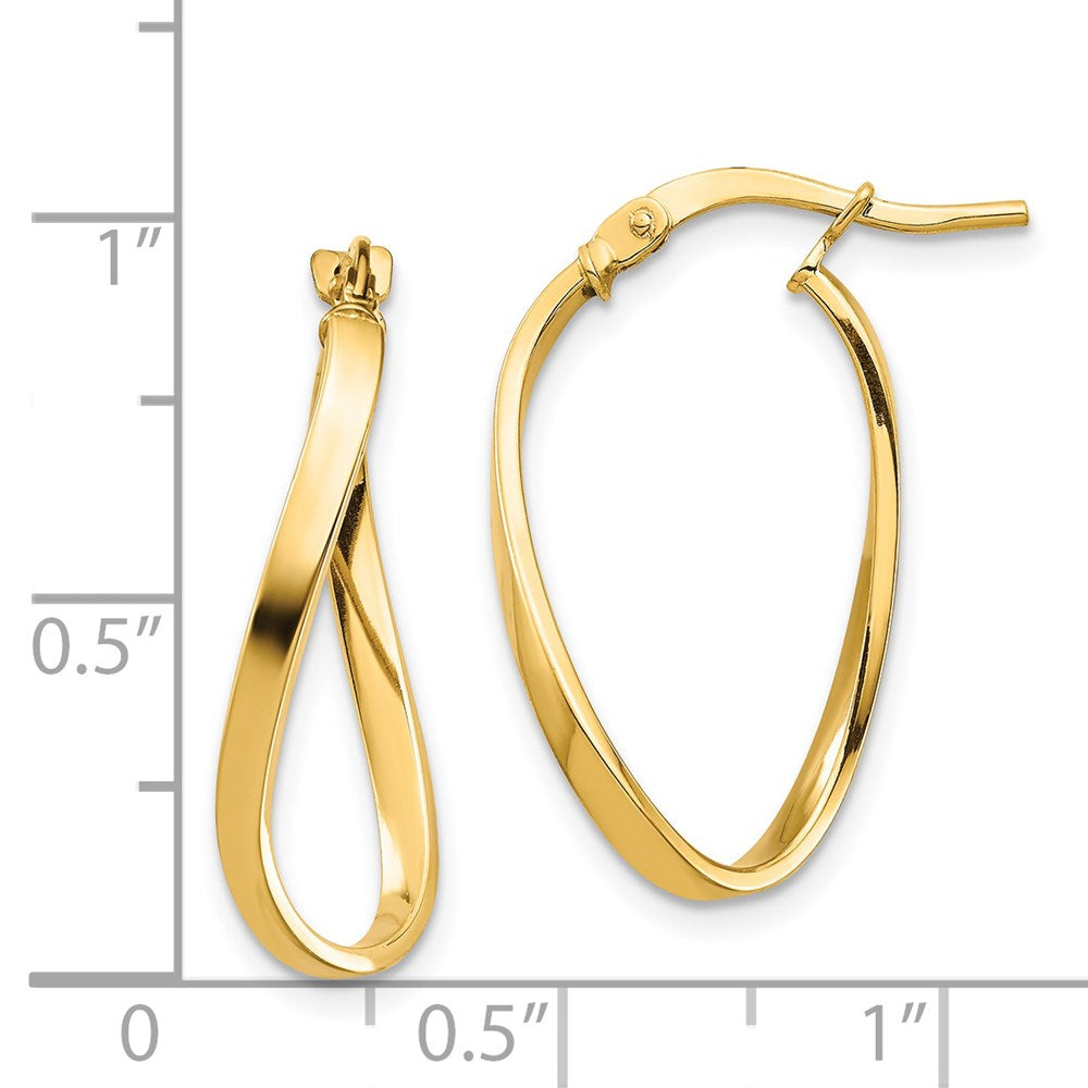 14K Gelbgold Poliert 2mm Gewellt Creolen