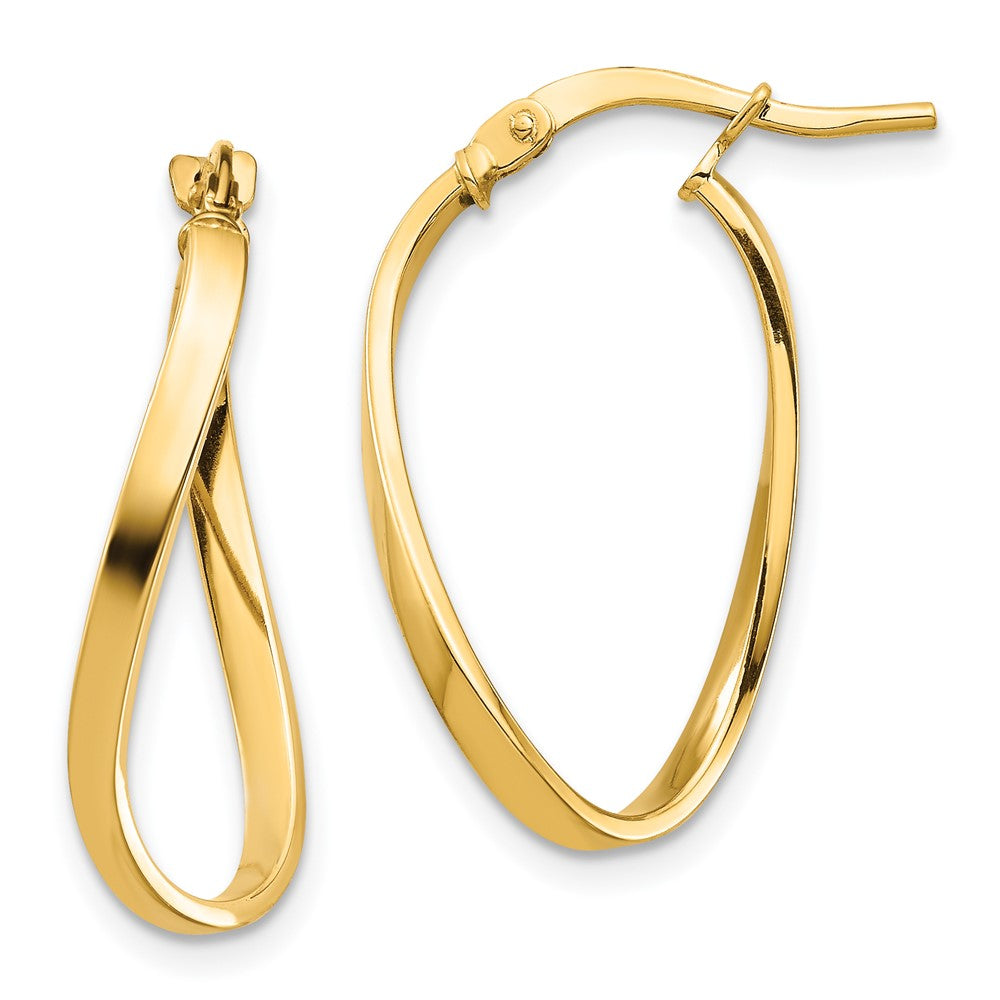 14K Gelbgold Poliert 2mm Gewellt Creolen