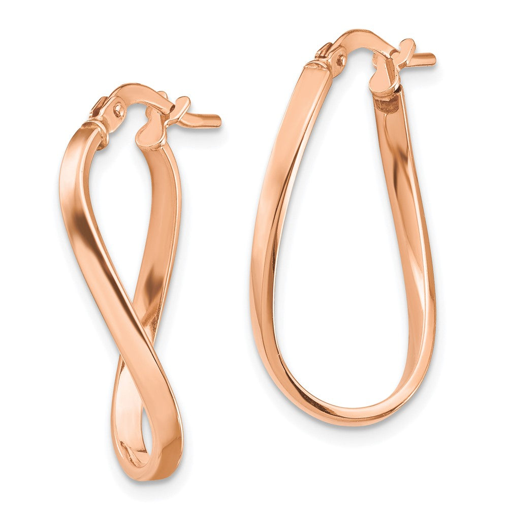 14K Roségold Poliert 2mm Gewellt Creolen