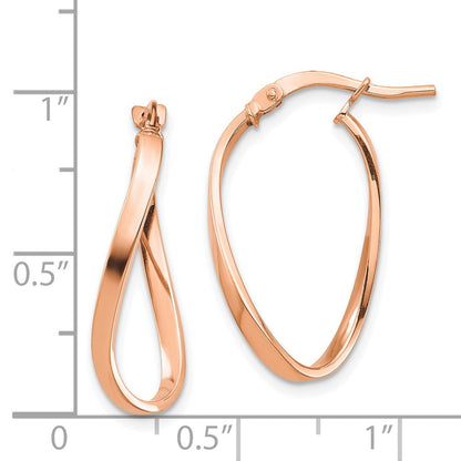 14K Roségold Poliert 2mm Gewellt Creolen