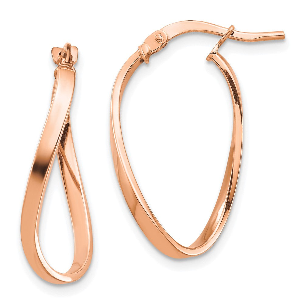 14K Roségold Poliert 2mm Gewellt Creolen