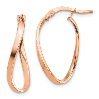 14K Roségold Poliert 2mm Gewellt Creolen