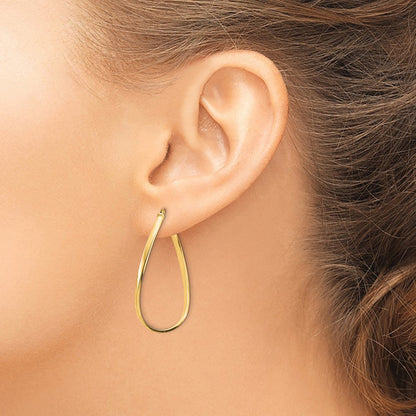 14K Gelbgold Poliert 2mm Gewellt Creolen
