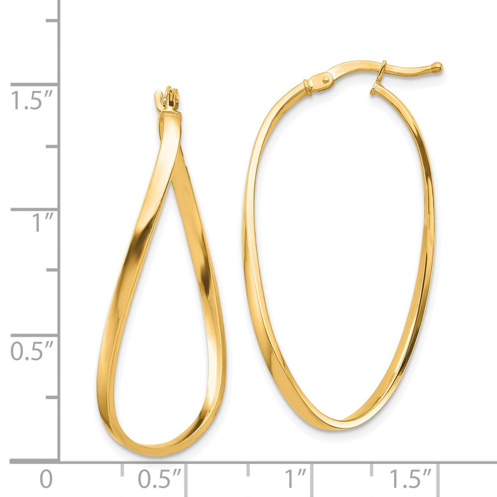 14K Gelbgold Poliert 2mm Gewellt Creolen