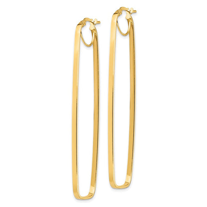 14K Gelbgold Poliert 2mm Rechteck Creolen
