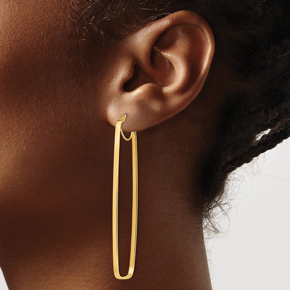 14K Gelbgold Poliert 2mm Rechteck Creolen