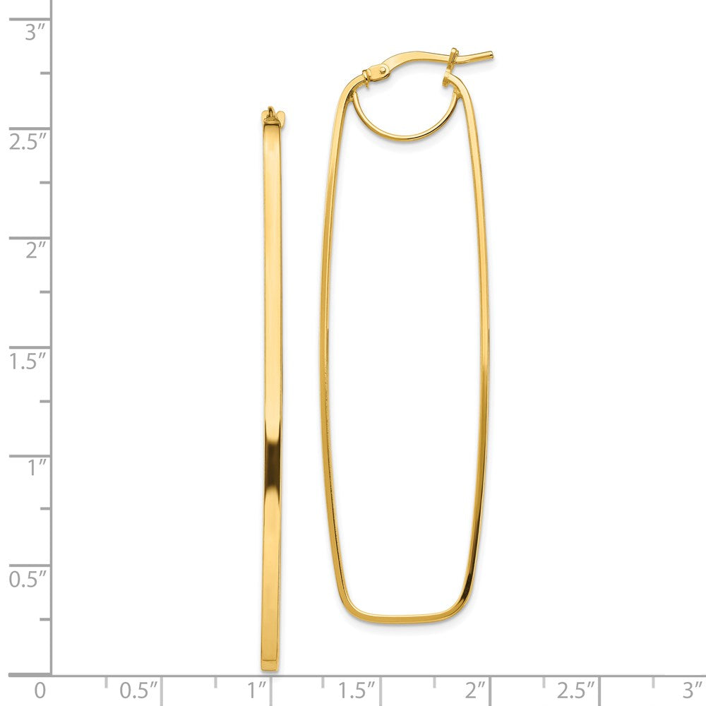 14K Gelbgold Poliert 2mm Rechteck Creolen