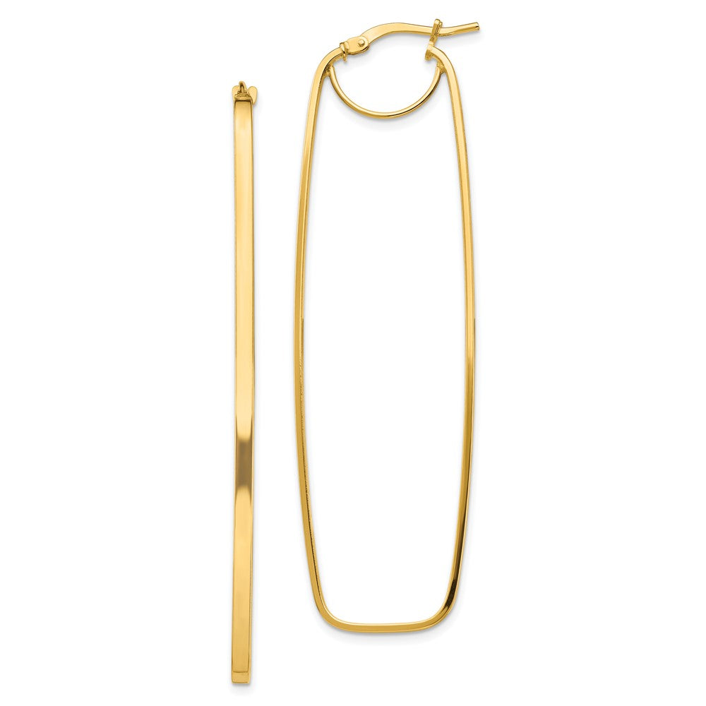 14K Gelbgold Poliert 2mm Rechteck Creolen