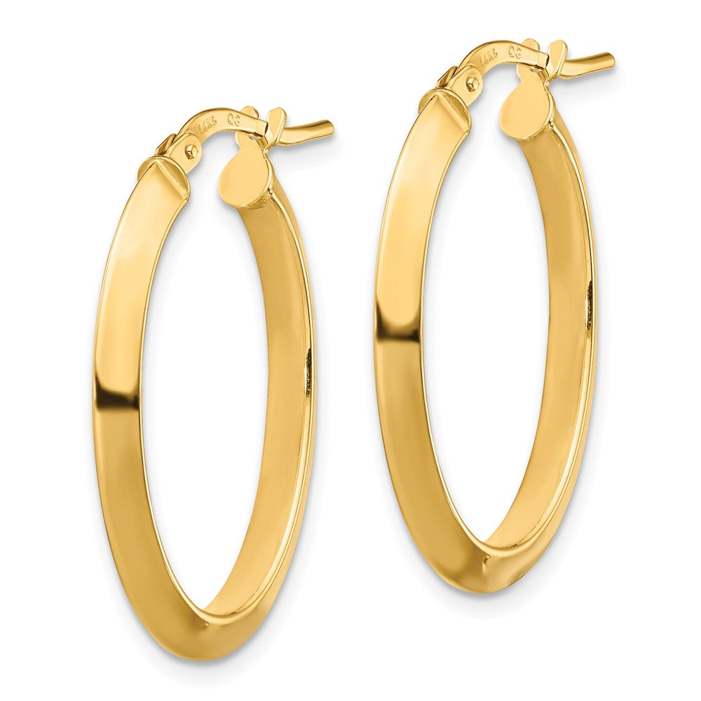 14K Gelbgold Poliert 3.5mm Messer Kante Oval Creolen