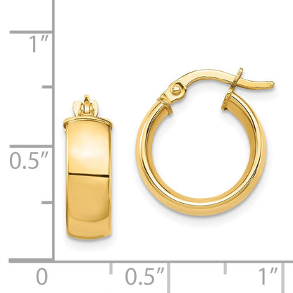 14K Gelbgold Hoch Poliert 5mm Creolen