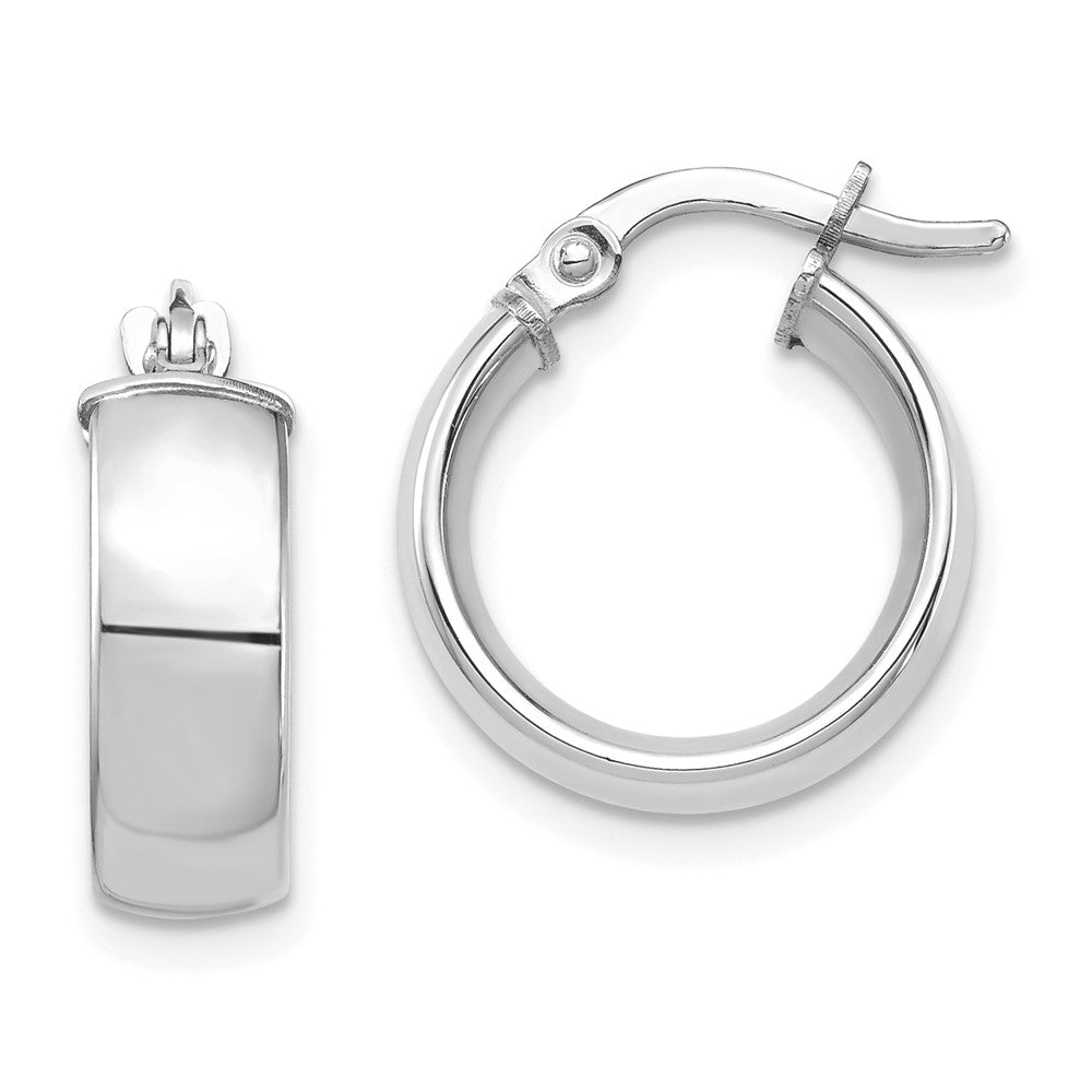 14K Weißgold Hoch Poliert 5mm Creolen