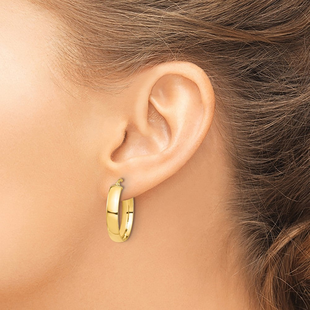 14K Gelbgold Hoch Poliert 5mm Creolen