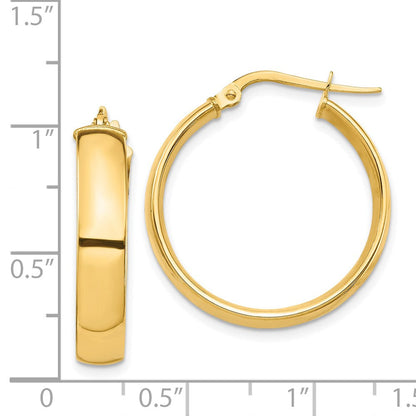 14K Gelbgold Hoch Poliert 5mm Creolen