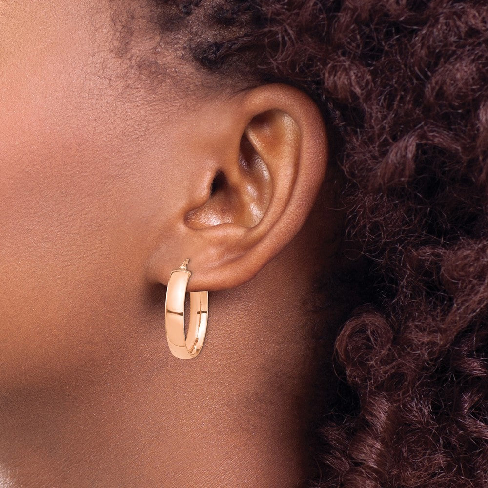 14K Roségold Hoch Poliert 5mm Creolen