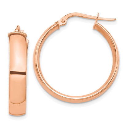 14K Roségold Hoch Poliert 5mm Creolen