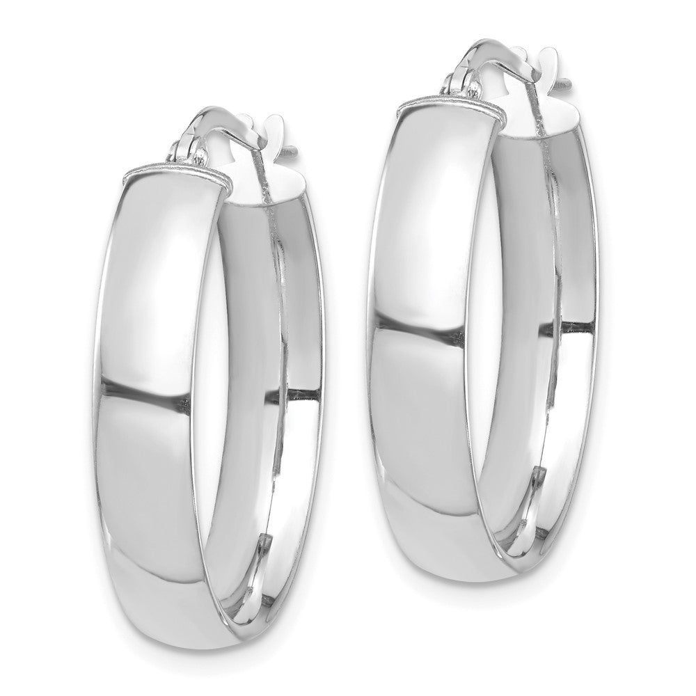 14K Weißgold Hoch Poliert 5mm Creolen