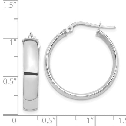 14K Weißgold Hoch Poliert 5mm Creolen