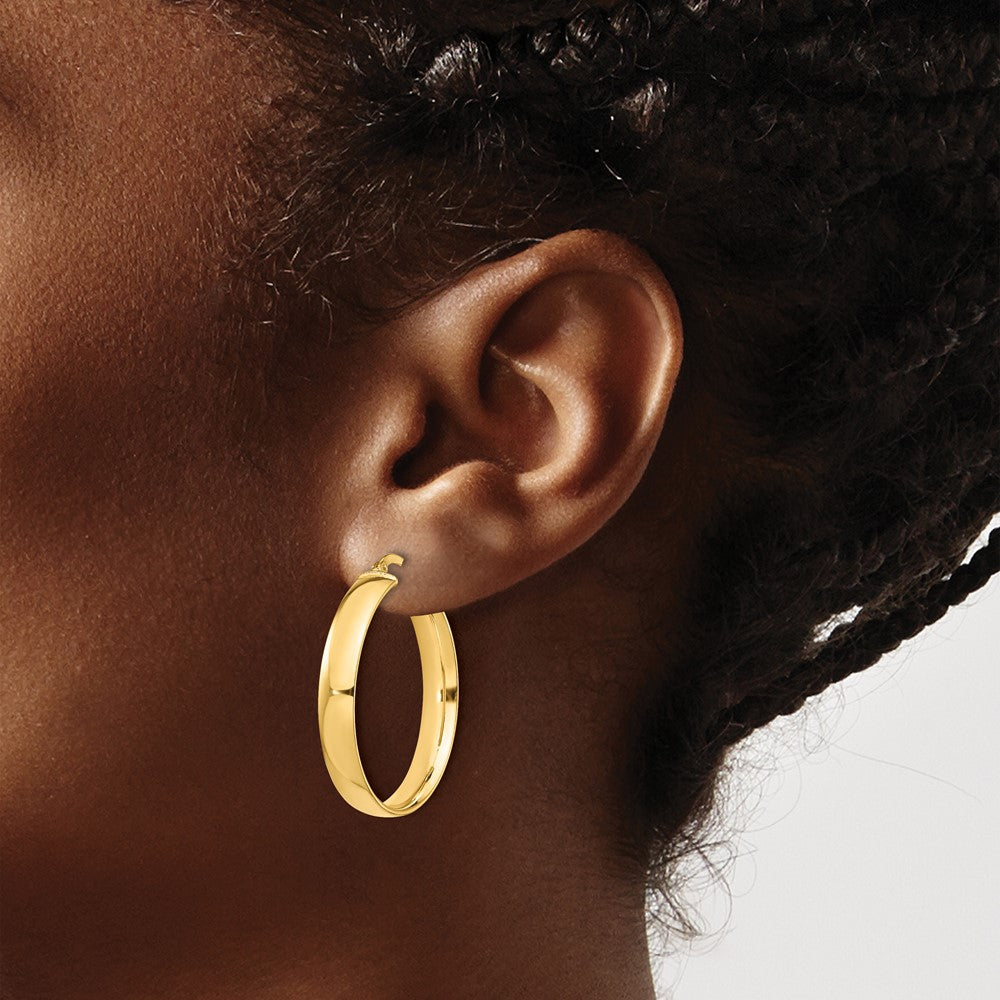 14K Gelbgold Hoch Poliert 5mm Creolen