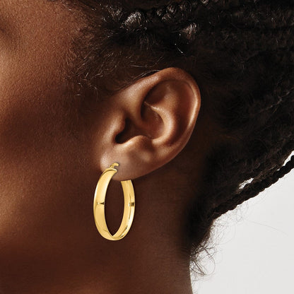 14K Gelbgold Hoch Poliert 5mm Creolen