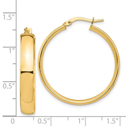 14K Gelbgold Hoch Poliert 5mm Creolen