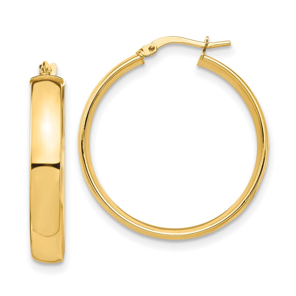 14K Gelbgold Hoch Poliert 5mm Creolen