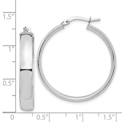 14K Weißgold Hoch Poliert 5mm Creolen