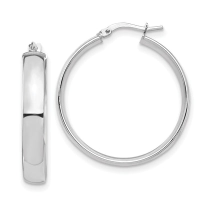 14K Weißgold Hoch Poliert 5mm Creolen