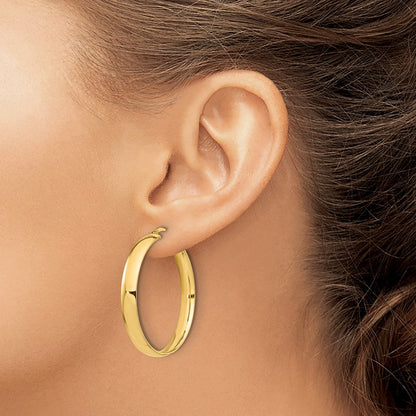 14K Gelbgold Hoch Poliert 5mm Creolen