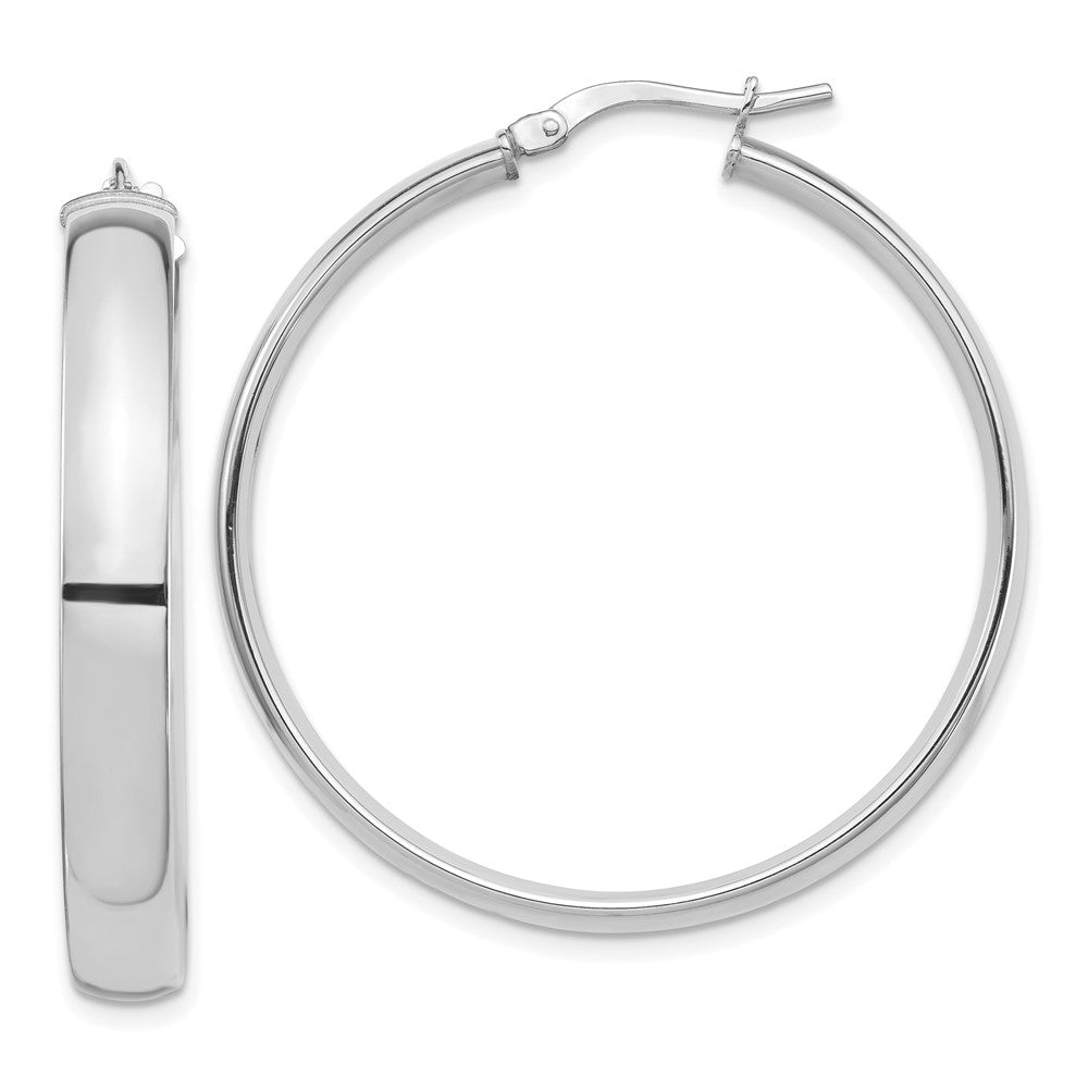 14K Weißgold Hoch Poliert 5mm Creolen