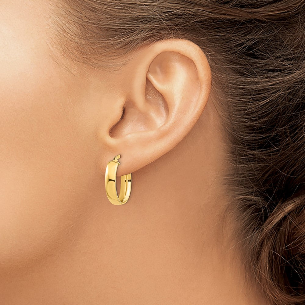 14K Gelbgold Hoch Poliert 5mm Oval Creolen