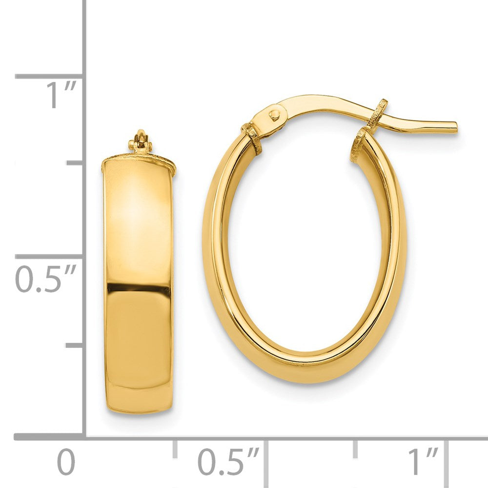 14K Gelbgold Hoch Poliert 5mm Oval Creolen