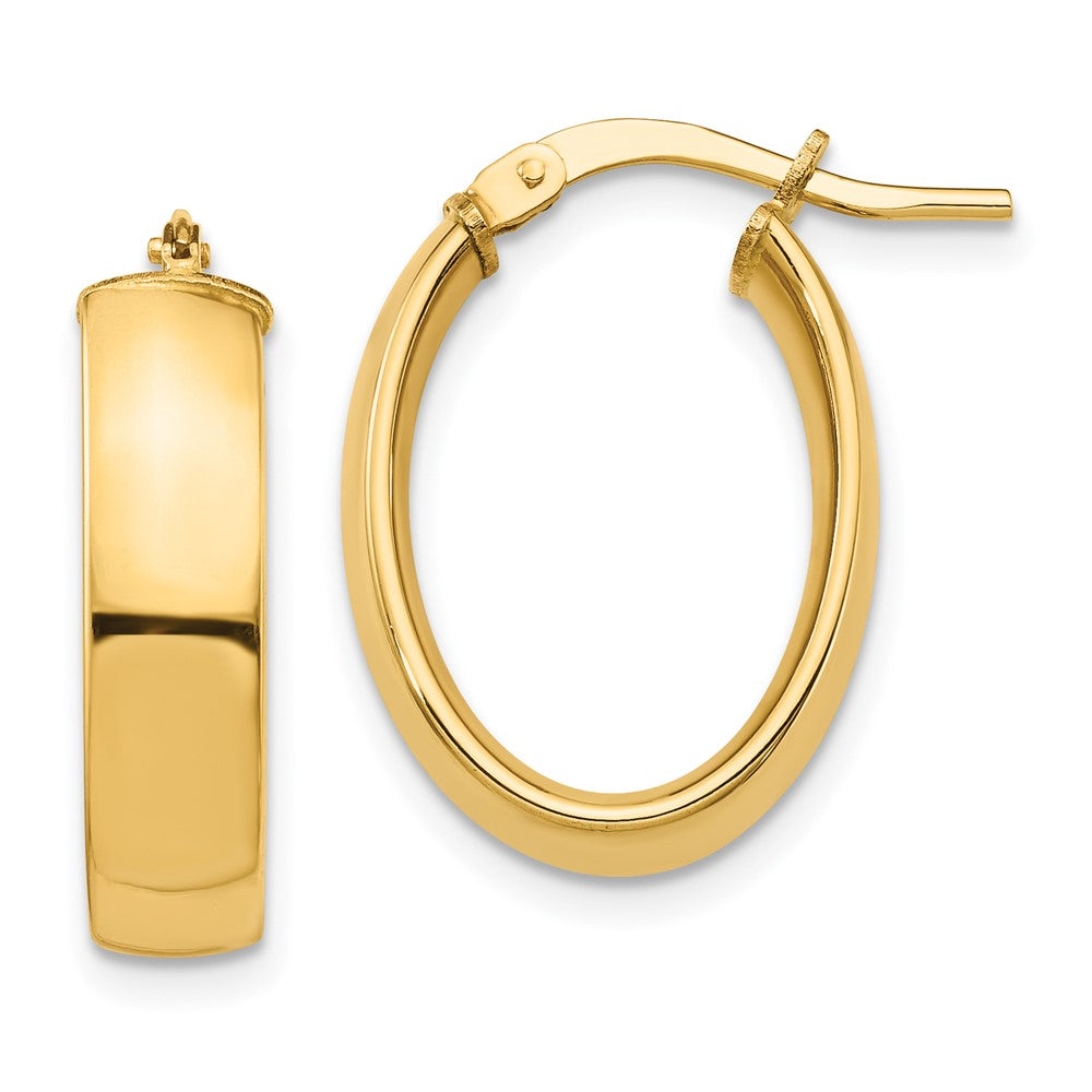 14K Gelbgold Hoch Poliert 5mm Oval Creolen